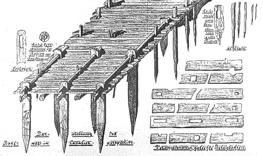 Konstruktionszeichnung des Moorweges Pr 6 von Hugo Prejawa, 1896. Quelle: Naturpark Dümmer